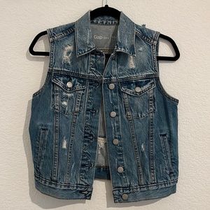 Gap distressed denim vest